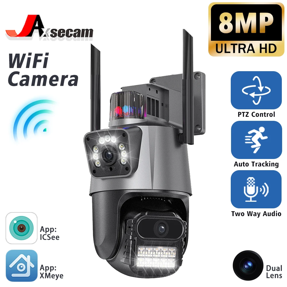 

8MP PTZ WiFi Camera Dual Lens Auto Tracking Ai Human Detection CCTV Video Outdoor Surveillance Camera Security IP Cameras ICSee