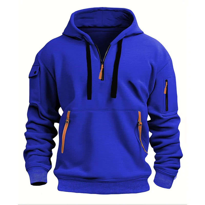 

Men's Hoodie Sweatshirt Leisure Sports Pullover Long Sleeve Zip Up Hoodies Multi-pocket Loose Blouse Coat Sweatshirts for Men