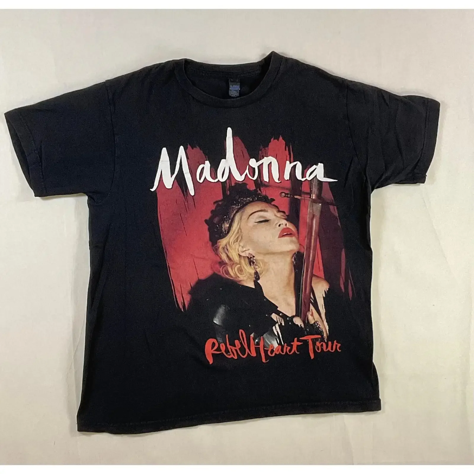 M Madonna t shirt Rebel Heart Tour Sep 2015 Jan 2016 2 sided album world vintage Washed Soft Top For Everyday Wear Comfortable