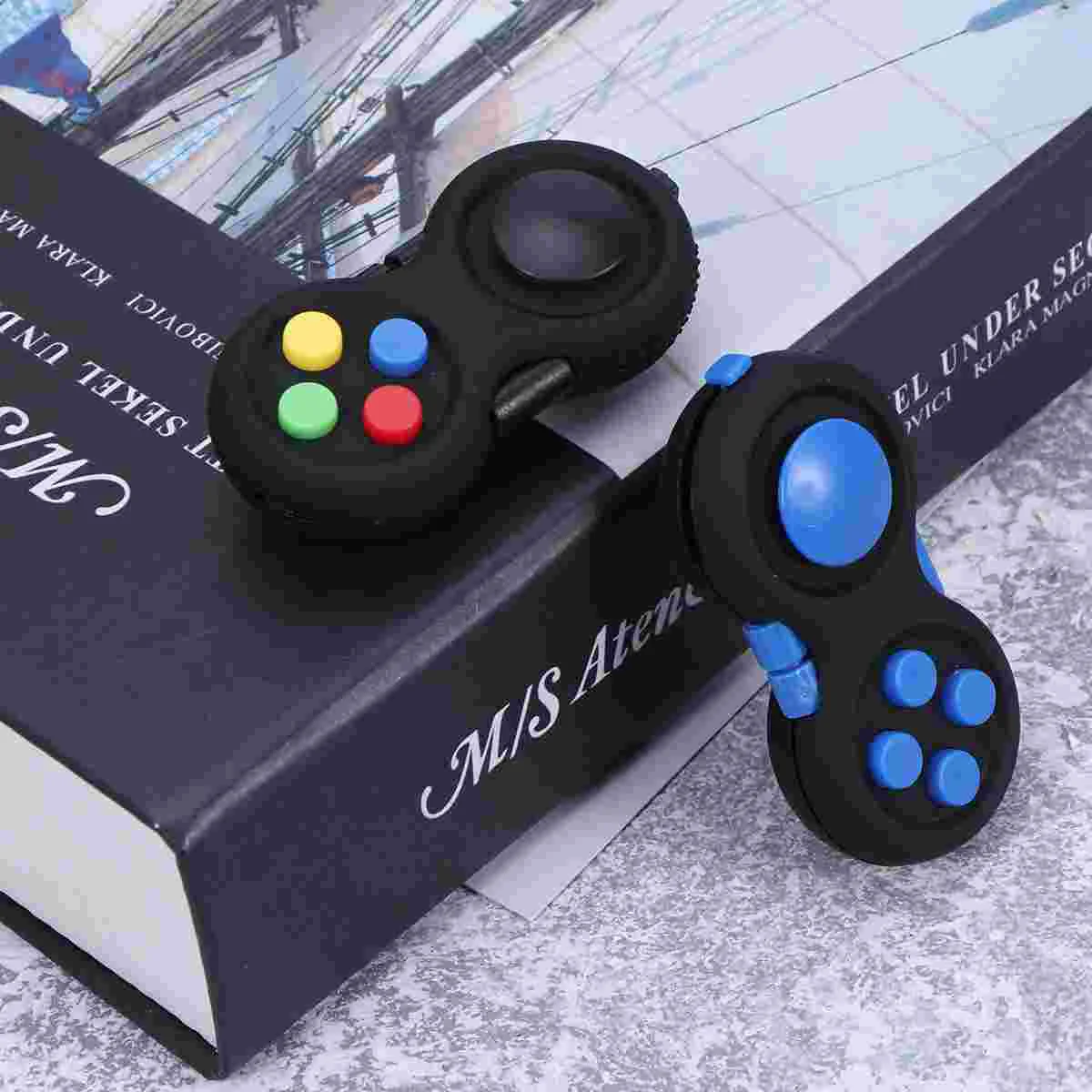 

2PCS Gamepad Toys Game Controller Fidget Toys for Kids Adults (Black/Blue) Gamepad Toys