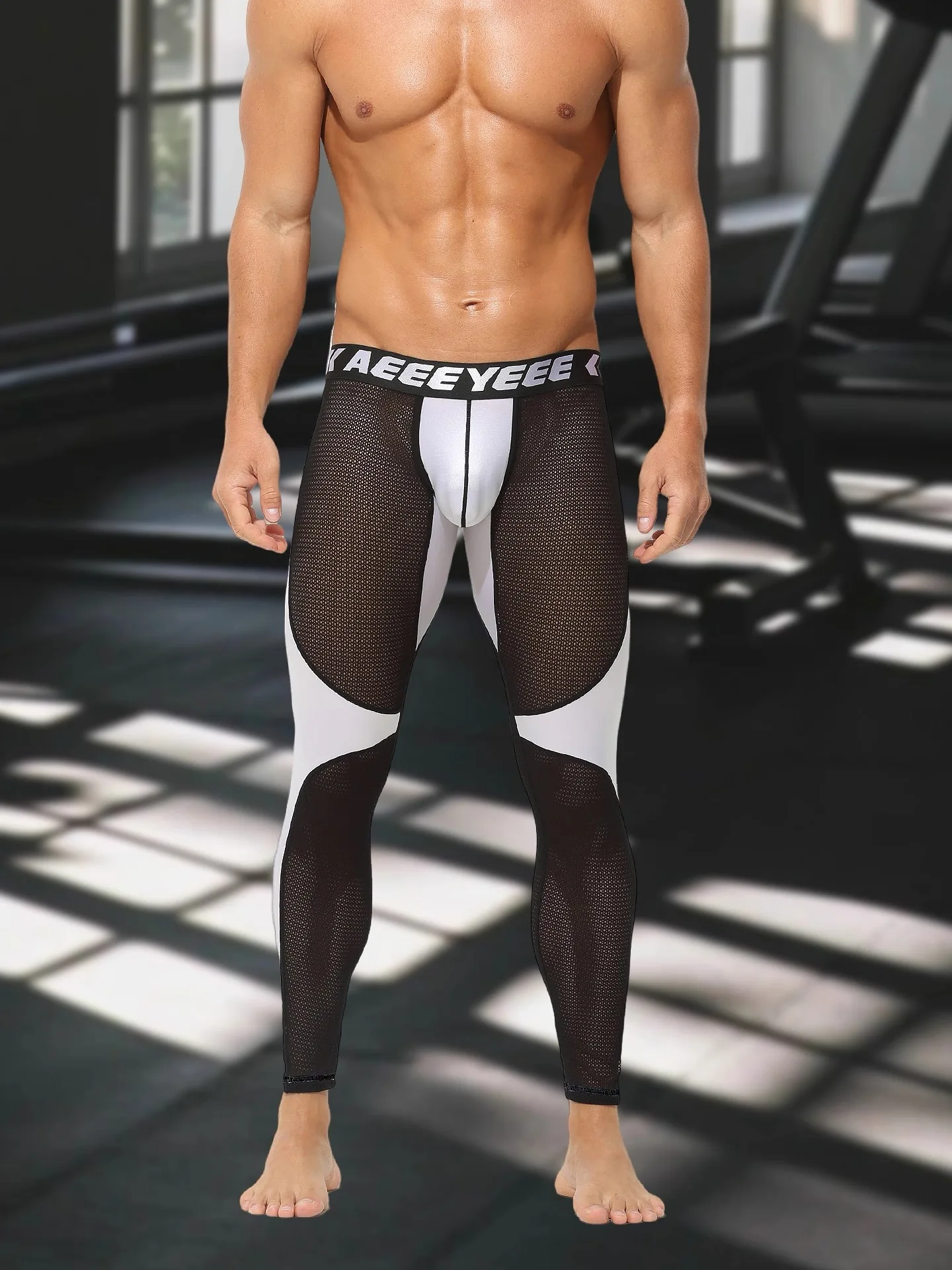 

Men's Thermal Underwear Low-Waist Slim Fit Pants Clothing Mesh Block Shaping Body Sculpting High Elastic Fitness Base Layer