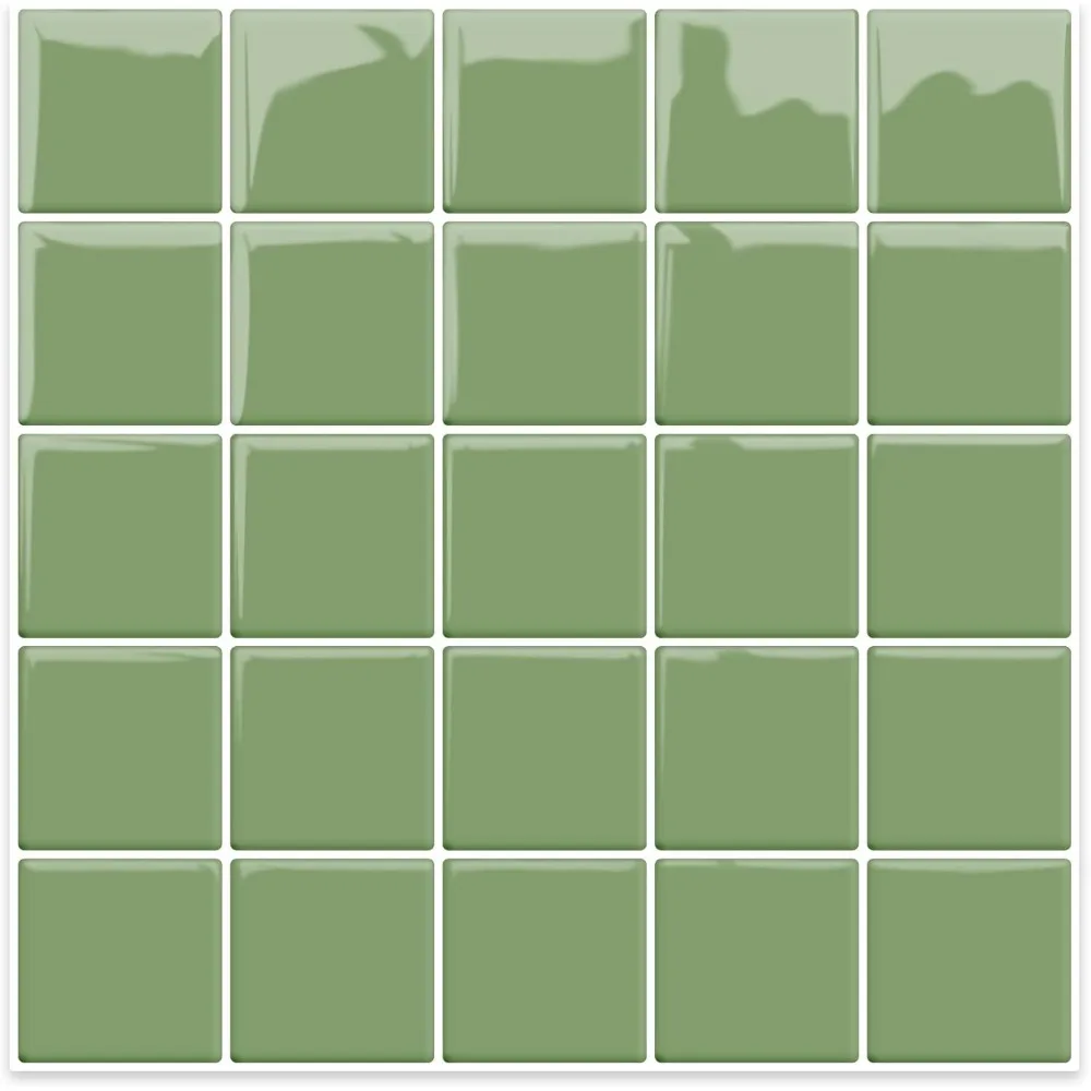 10 Sheets 10"x10" Green 3D Vinyl Backsplash Tiles, Self-Adhesive Peel and Stick Wall Tile Stickers Stick on Subway Tiles for Ki