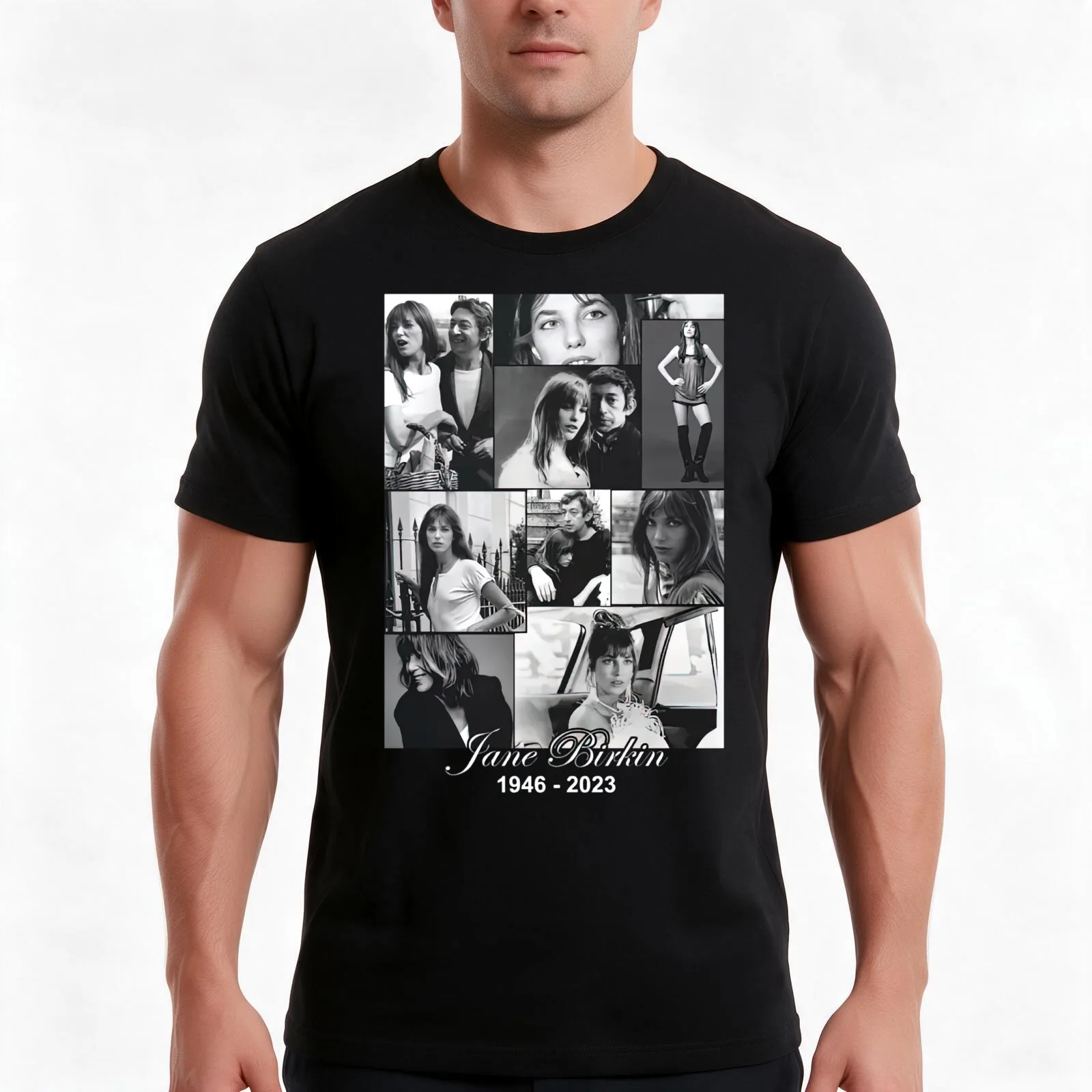JANE BIRKIN - BLACK Jane and Maggie T-Shirt Summer Casual Cotton Tee Oversized Streetwear Tops Vintage Graphic Print