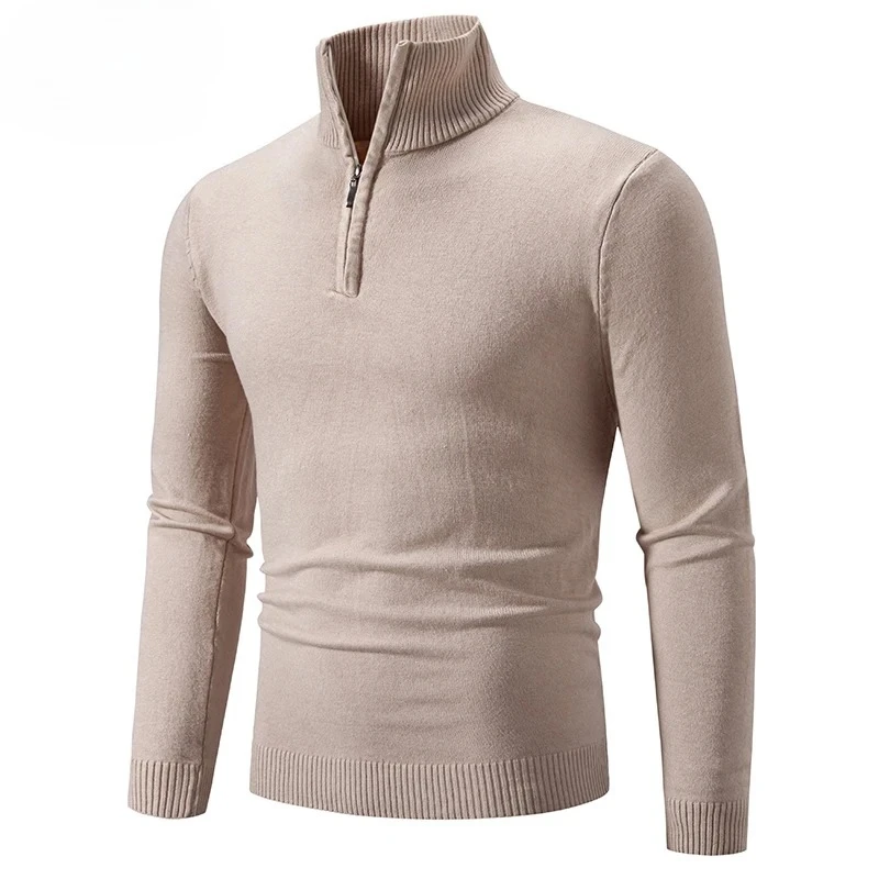 

Autumn New New Men Sweater Half Zipper Pullovers Warm Stand Collar Turtleneck Cotton Knitted Sweater Male Solid Color Sweatwear