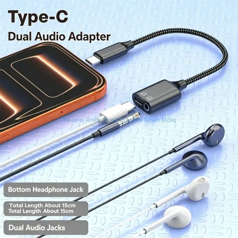 HX6A USB C to 3.5Mm Music Headphone Adapter Type C PD60W Fast Charging And Type C /3.5Mm Digital Music Output For Smartphones