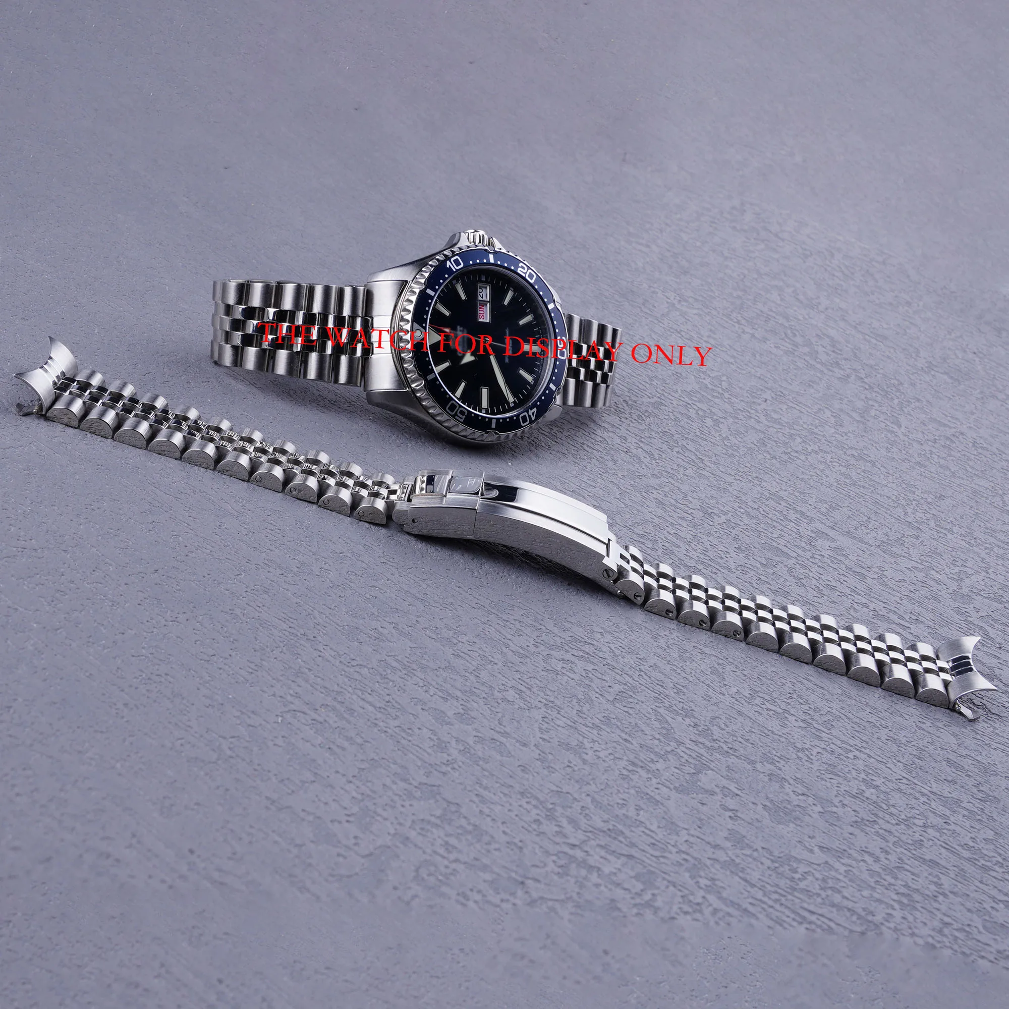 Imagem -02 - Carlywet-silver Jubileu Pulseira Pulseiras 22 mm Solid Screw Link Oco Curvedend Oyster Implantação Fecho para Orient Kamasu