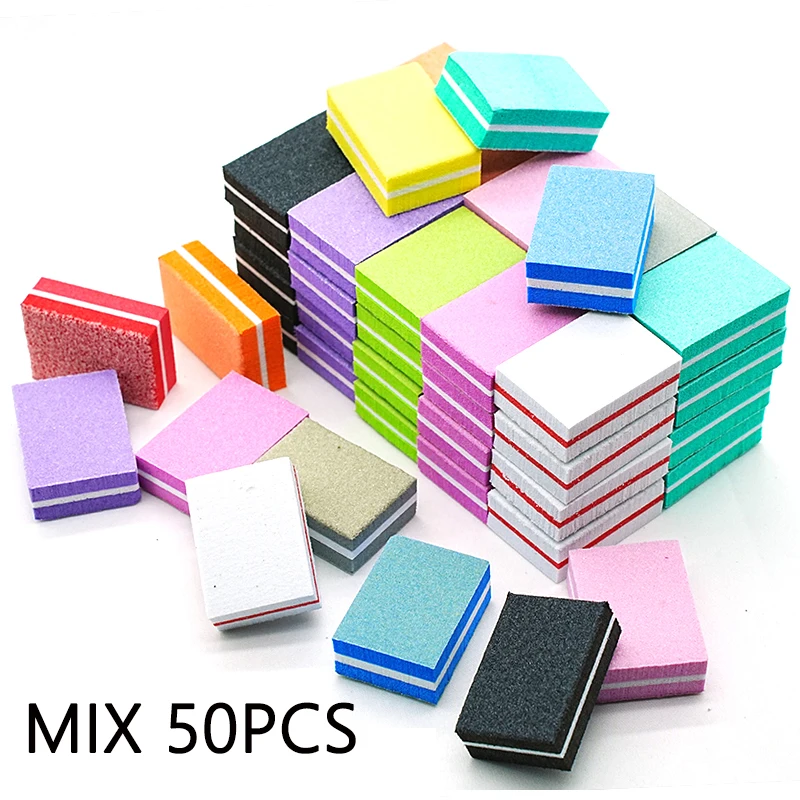 10/25/50Pcs Professional Mini Nail Art buffer 100/180 Sandpaper Manicure Sanding Polishing Nails File Grinding Equipment Tool