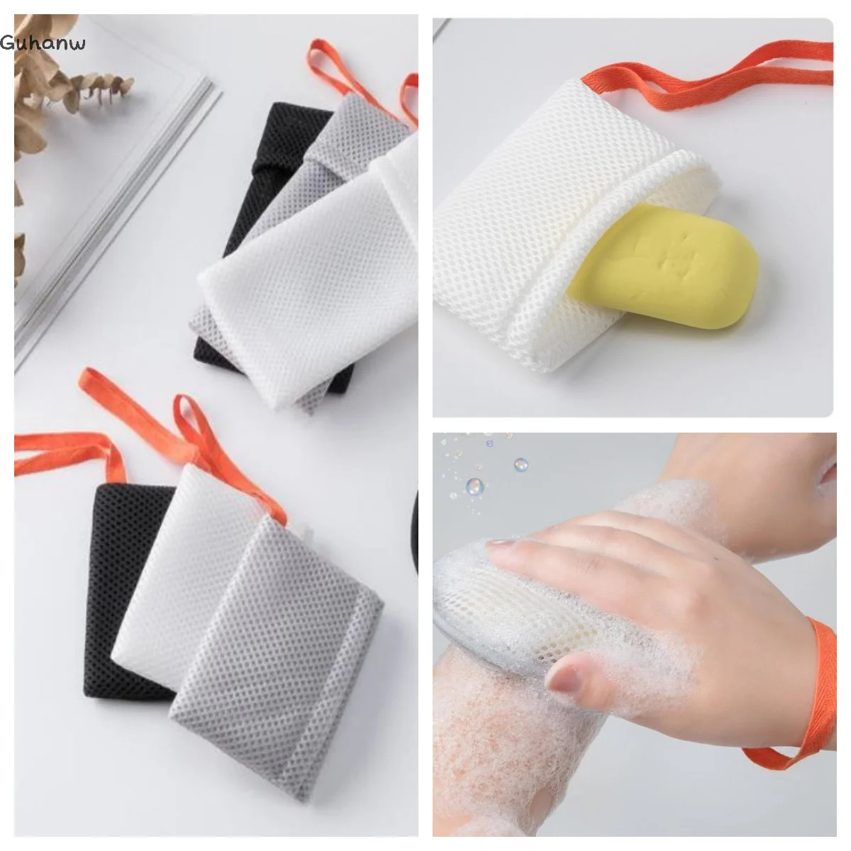 

1 PCS Bath Cleansing Foaming Net Double-Sided Square/Oval Soap Bag Body Exfoliating Scrubber Sponges Bathroom Mesh Soap Pocket