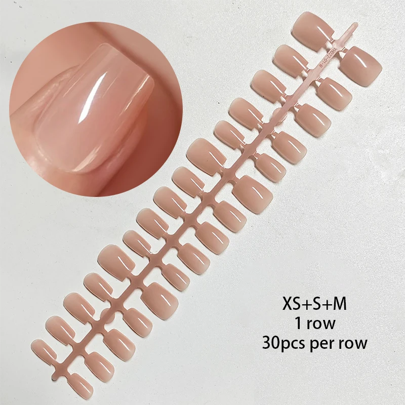 30Pcs Nude False Nail Tips Full Cover Gradient Fake Nails Coffin Artifical Nail Press On Manicure Nail DIY Tips