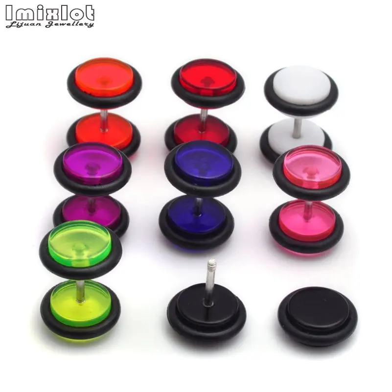 2PCS Acrylic Fake Cheater Ear Plugs and Tunnels Ear Plug Piercing Earring Gauges Cheaters Stretcher Body Jewelry Piercings