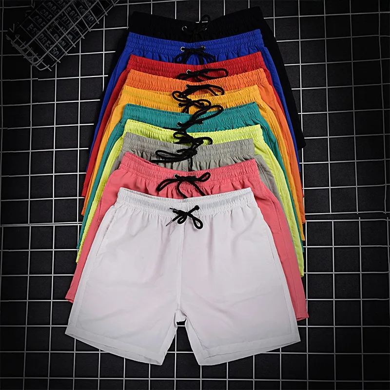 Summer Men Running Shorts Fitness Quick-drying Pants  Beach Casual Shorts Solid Color Thin Three-point Sports Pants M-5Xl