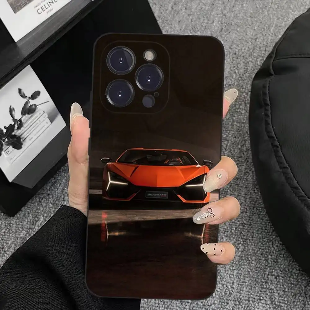 حافظة هاتف Cars-L-Lamborghinis-S لهاتف iPhone 17,16,15,14,13,12,11,Plus,Pro Max,XS,X,XR,SE,Mini,8,7,غطاء أسود من السيليكون الناعم #2