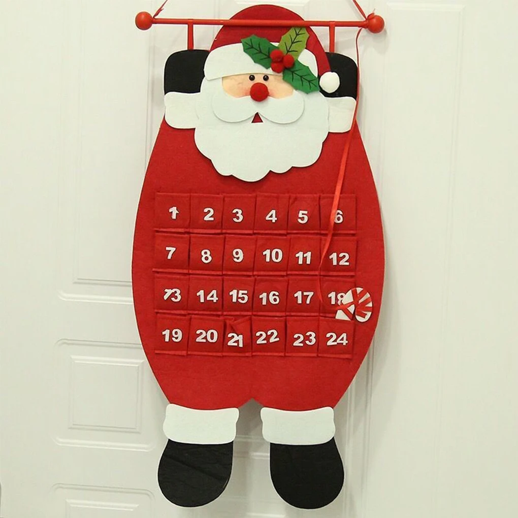 

Advent Calendar Christmas Hanging Pendant Santa Claus Count Down DIY Calendary Xmas Storage Decoration Party