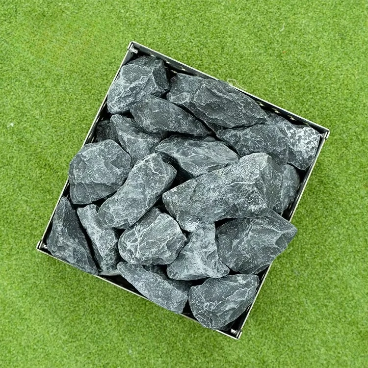 Pedra de sauna ao ar livre Rocha padrão 16 kg/caixa com acabamento finlandês premium e versátil para sauna úmida/seca