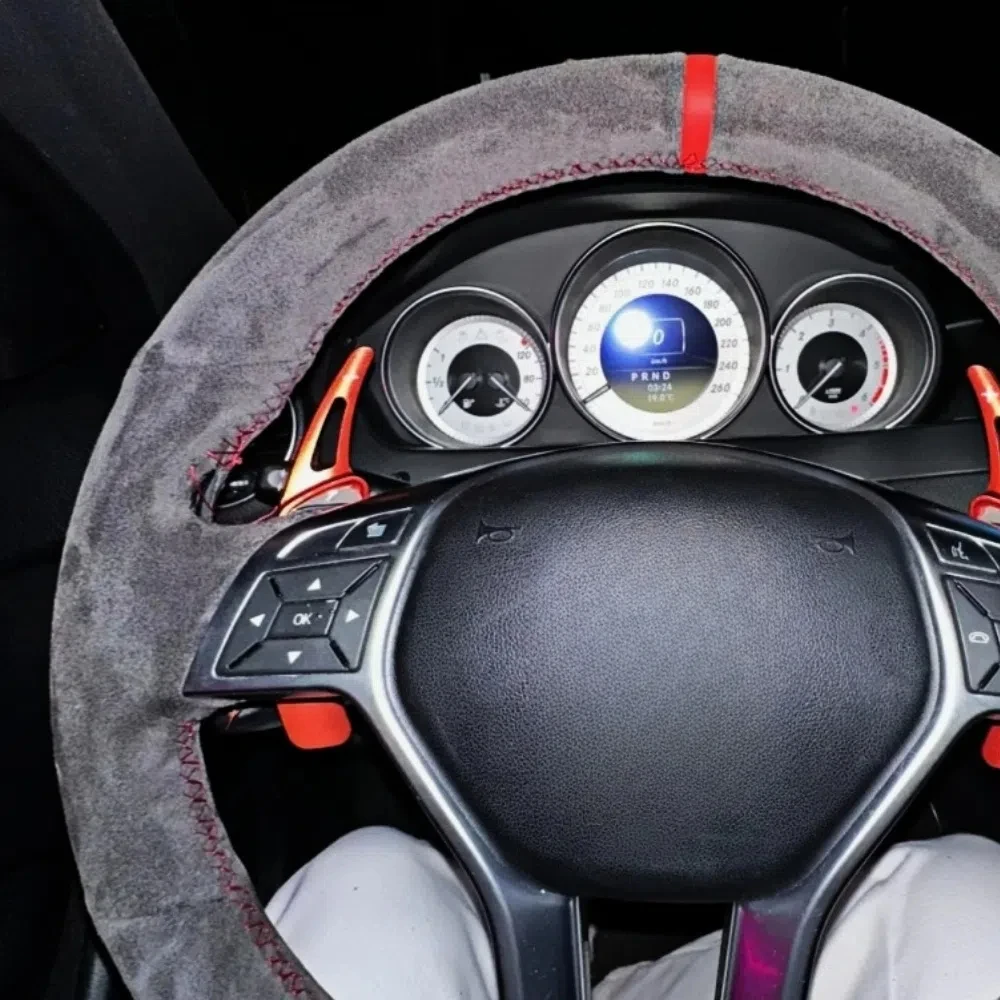 Custom Anti-Slip Suede Leather Car Steering Wheel Cover For Mercedes Benz A45 AMG W176 C63 W204 CLA C117 CLS S-Model 2011-2016