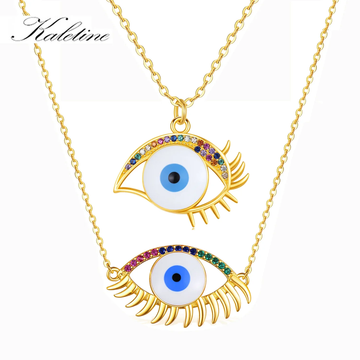 KALETINE Evil Eye Necklace for Women Men 925 Sterling Silver Lucky Pendulum Turkish Pendant Necklace Choker Jewelry