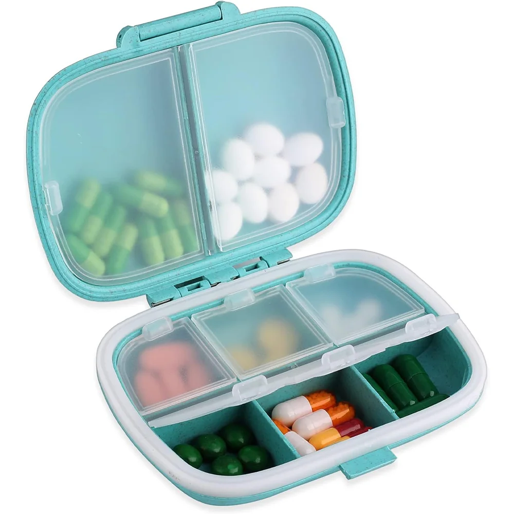 اسم مخصص صندوق حبوب دواء صغير محمول صناديق دواء صغيرة مقاومة للرطوبة صندوق توزيع حبوب 8 شبكات منظم حبوب #6