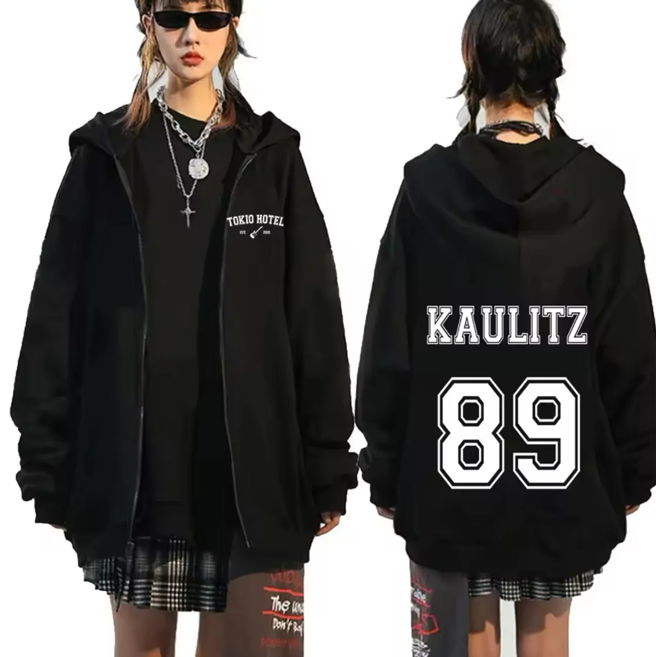 

Rock Band Tokio Hotel Kaulitz Y2K Zipper Hooded Autumn/Winter Street Men's and Women's Casual Zipper Fleece Hooded Jacket Coat