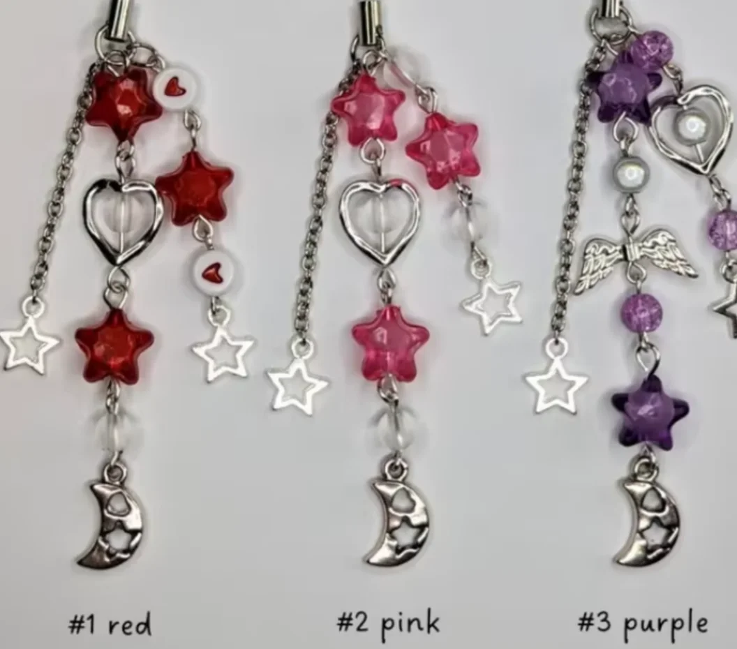 Bright Star Phone Charms - pink, red, purple - {Bearies} (pastel goth, grunge, y2k, fairycore)