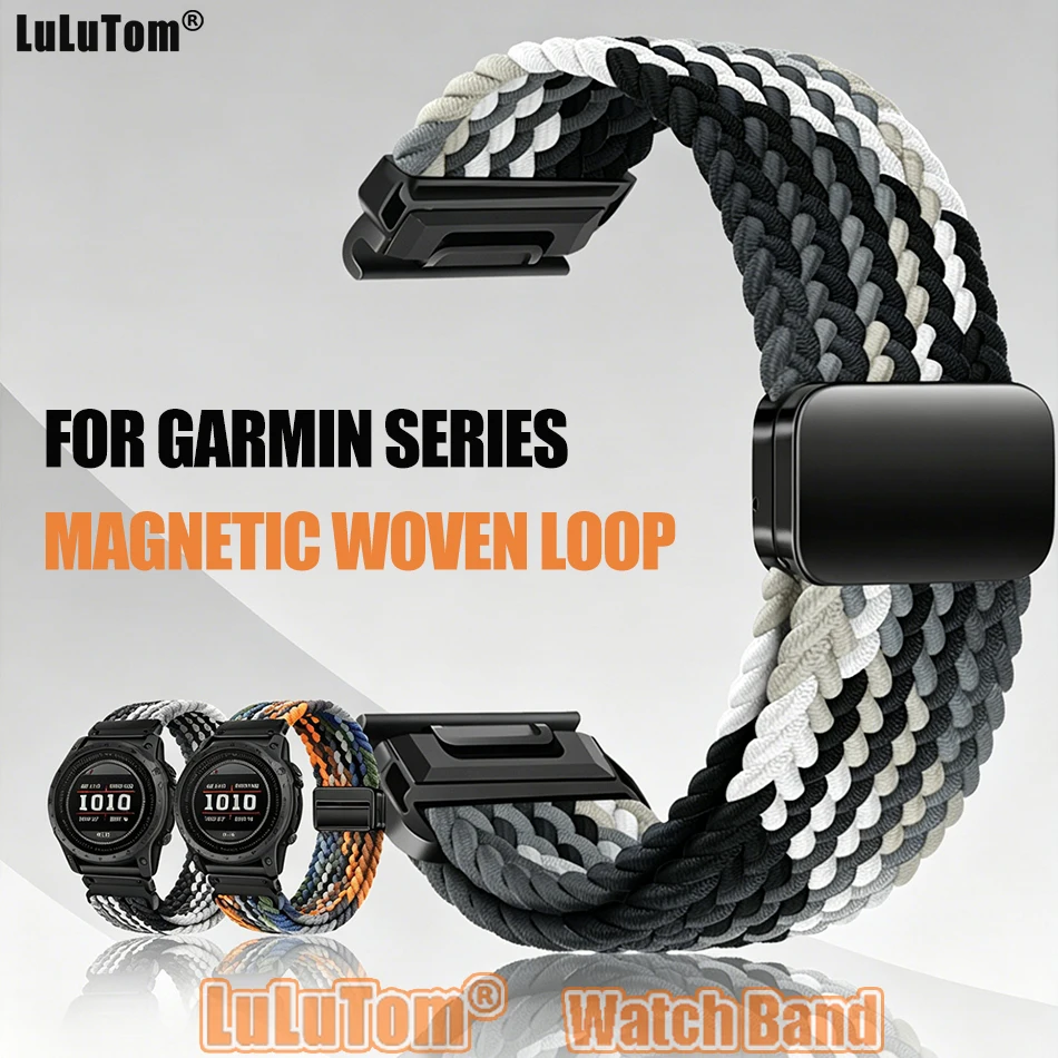 

Nylon Braid Magnetic Band for Garmin Watch Fenix 8 7X Pro 6X Enduro 3 Sports Strap For Garmin Tactix 7Pro Instinct 2X 20/22/26mm