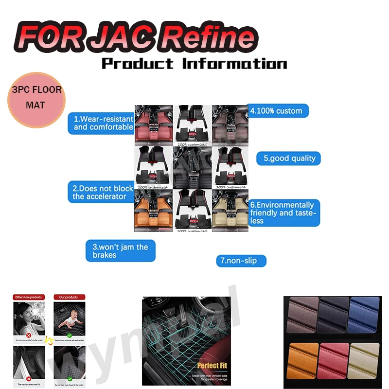 

LUXURY Car Floor Mats For JAC Refine S7 SEi7 5-Seat 2017 2018 2019 Custom Auto Foot Pads Automobile Carpet Cover Interior