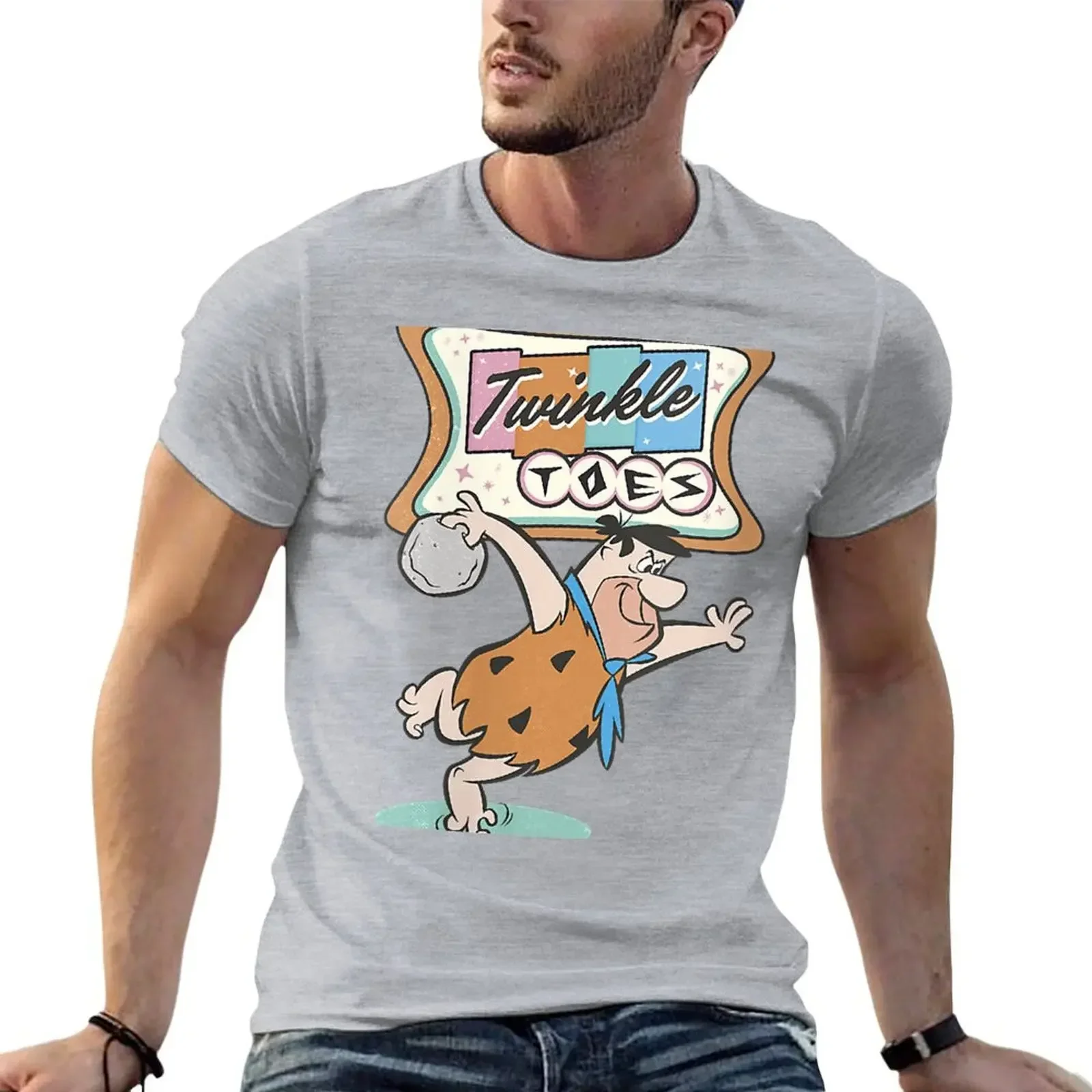 The Twinkle Toes Flintstones Fred Flintstone Bowling Alley T-shirt blacks plus sizes fruit of loom mens t shirts Style Crewneck