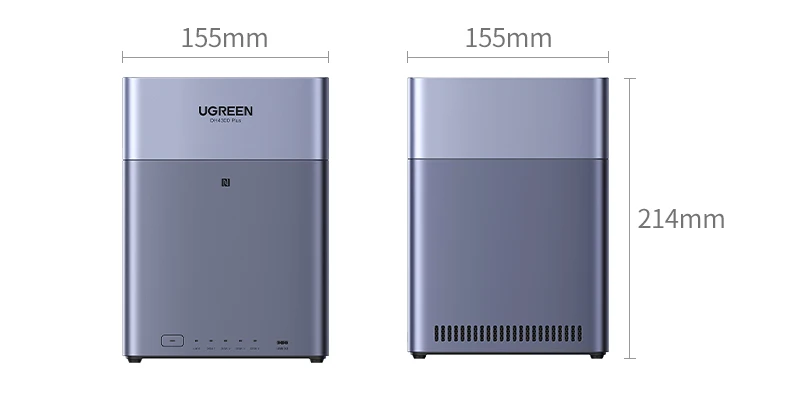 TLF UGREEN DH4300 Plus Mini Home NAS AI Rockchip Octa Core A55-A76 8GB LPDDR4X 4 Bay SATA HDD SSD NFC RJ45 2.5GbE Rede Sto