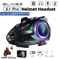 BLAISE S1Pro Motorcycle Bluetooth Helmet Headset 1080P HD Camera intercom 2 Riders 1km Motor Interphone Communicator Waterproof