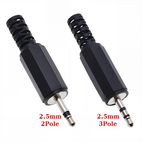 Imagen 2 del producto 5 uds 2,5mm enchufe mono estéreo tipo soldadura conector de Audio enchufes macho de 2,5mm para auriculares con conector 2,5