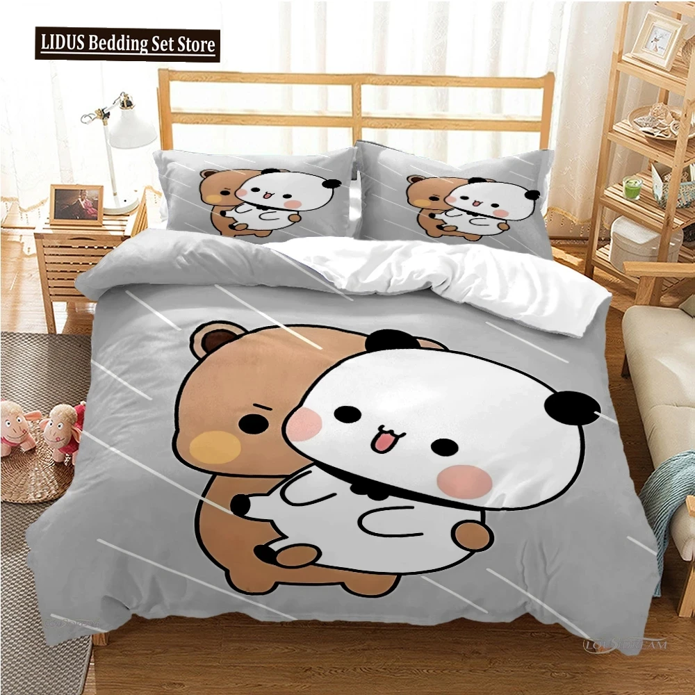 

Cute Bubu Dudu Cartoon Bear Panda Duvet Cover Kawaii Bedding Sets Soft Quilt Cover And Pillowcases Single/Double/Queen/King Boys