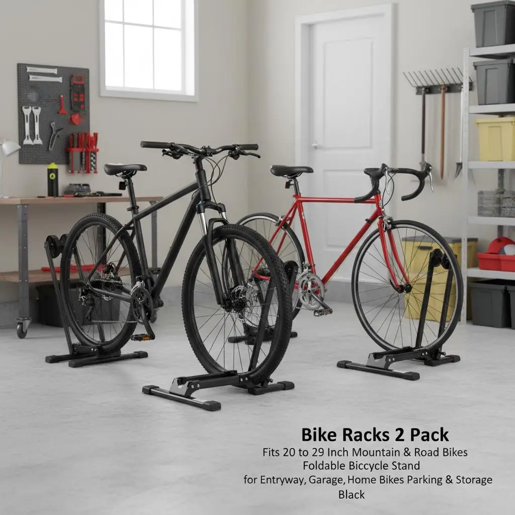 

Комплект из 2 велосипедных стойок, подходит для горных и шоссейных велосипедов диаметром от 20 до 29 дюймов, напольная подставка для велосипедов из легированной стали, устойчивой к ржавчине, складная велосипедная стойка.