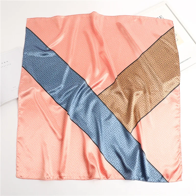 90cm Silk Satin Hijab Square Scarf Women Luxury Print Elegant Hair Hand Bag Foulard Shawl Wraps Neck Tie Headkerchief Bandana