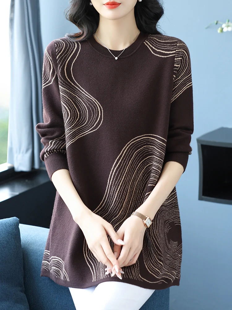 

Geometry Sweater Woman Autumn Winter Pullover Femme Womens Clothing Long Sleeve Top Casual Knitwear Sweaters