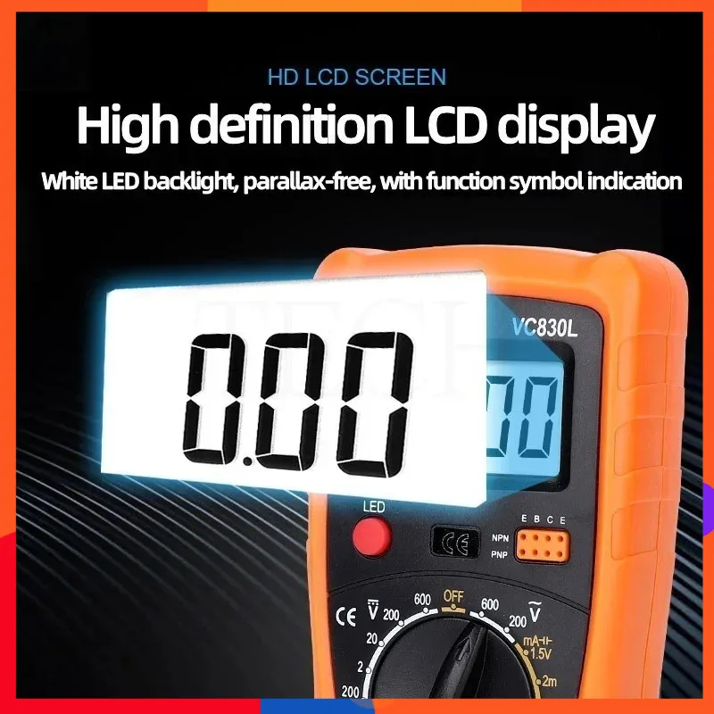 

VC830LDigital Tester CountsTriode Buzzer Multimeter AC/DC Voltage Current Multimeters Meter Tool Multitester Current Tester