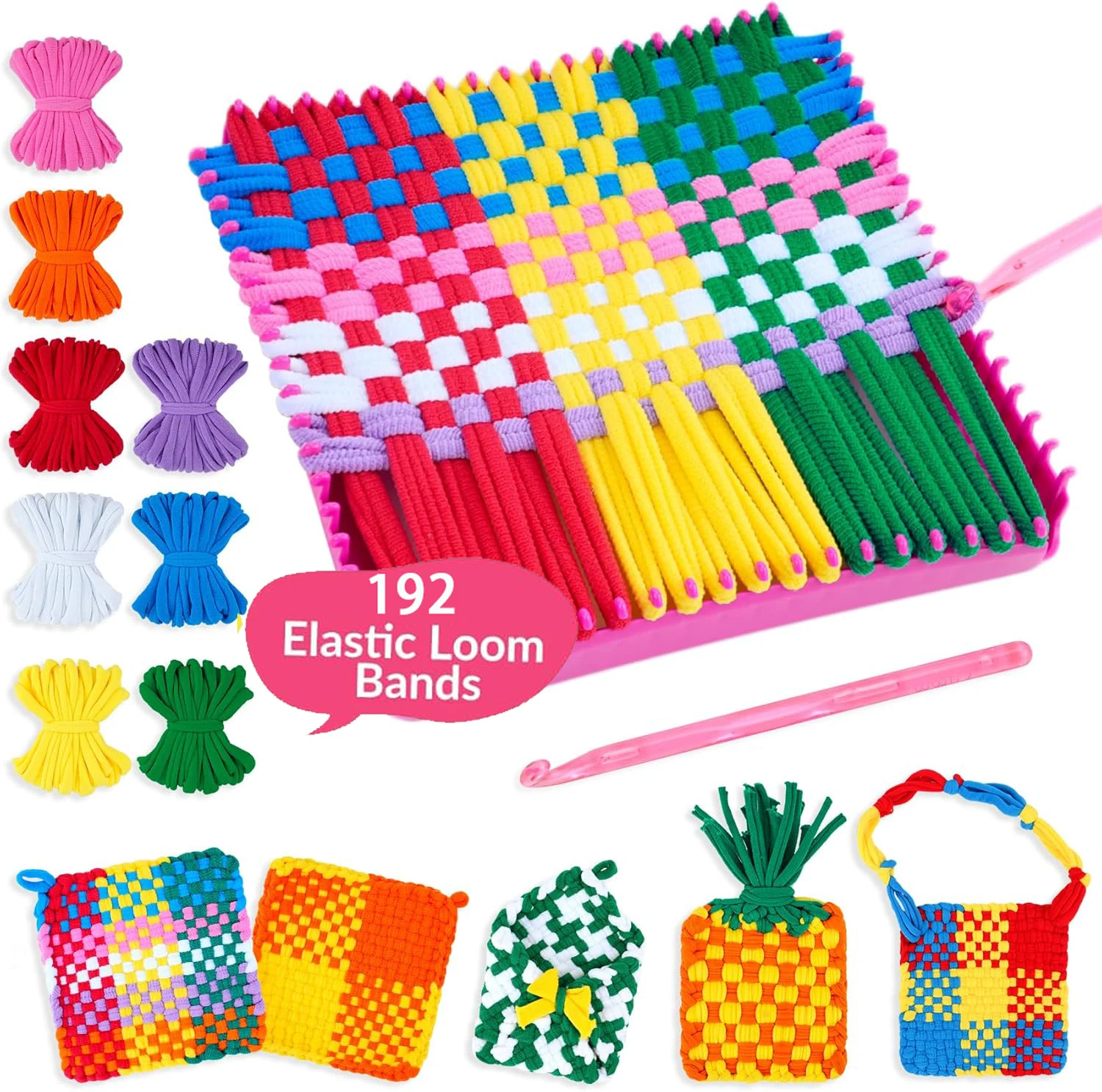 Weaving Loom Kit Toys, DIY Arts and Crafts for Kids and Adults, Ideal Gifts for Girls Ages 5 6 7 8-12 13, Easy Potholder Loom Kn