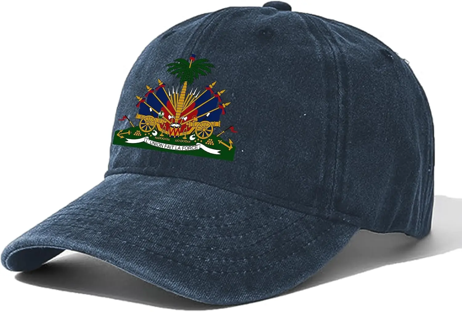 Customization Haiti Coat Of Arms Vintage Washed Baseball Cap Adjustable Unisex Cotton Distressed Dad Cap