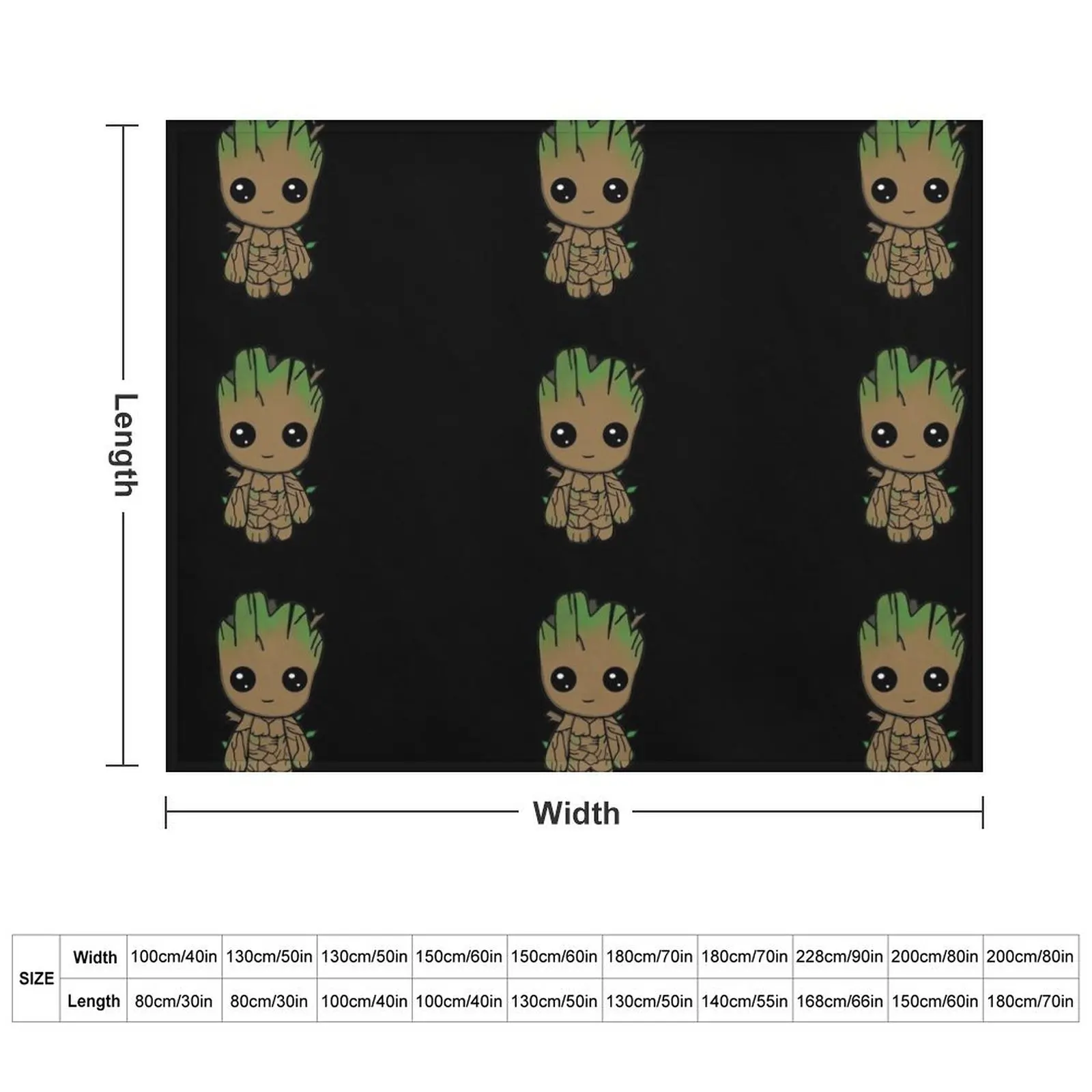 I AM GROOT - Little Chibi Throw Blanket Travel Nap Softest Blankets