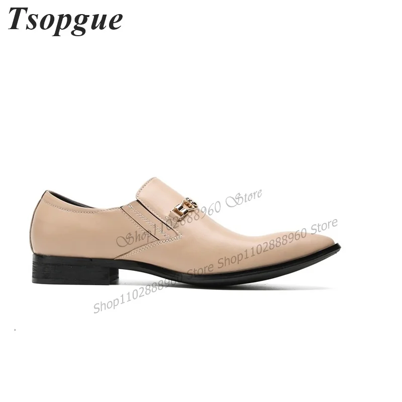 Black Matte Leather Metal Buckle Decor Men Shoes Men's Pumps Slip-On Runway Casual Party Shoes 2023 Fashionable Zapatillas Mujer