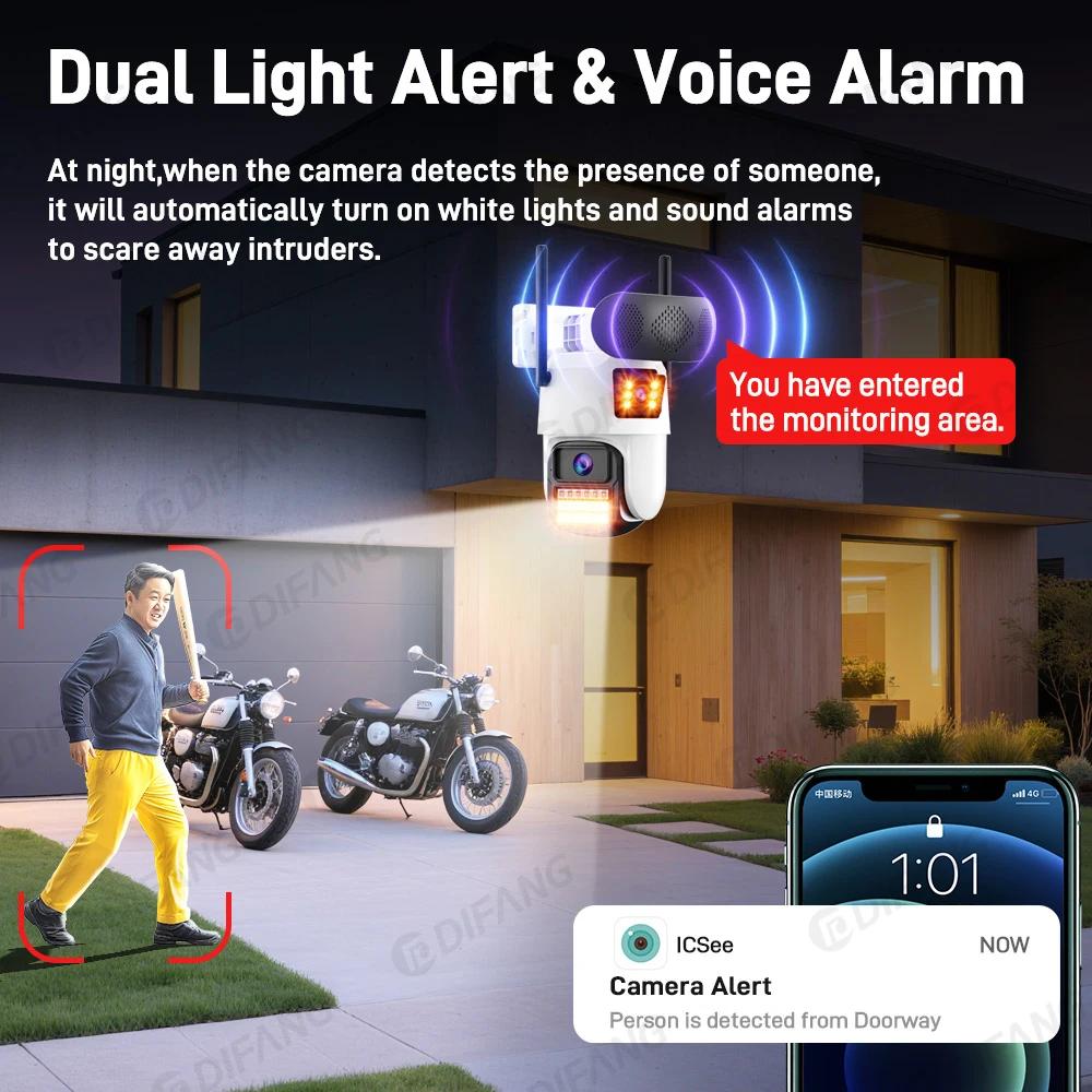 New 8MP 4K WiFi Camera With Bluetooth Speaker Music Play Dual Screen Security Protection ONVIF Wifi Security Cameras ICsee