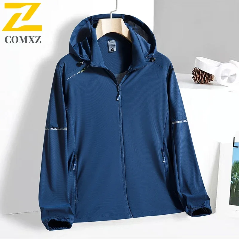 Couple Outdoor Sun Protection Clothing Detachable Cap Design Loose and Breathable Ice Silk Jacket Hiking and Fishing Hooded Coat