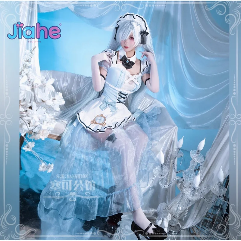 Diosa de la victoria de Cenicienta: disfraz de Nikke, disfraz de Lolita, dulce vestido de sirvienta, accesorios, calcetines, peluca, accesorios, uniforme de Halloween para niña