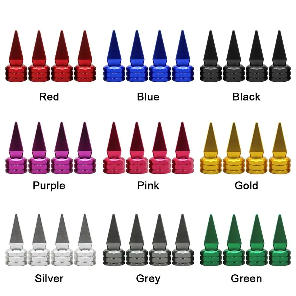 4pcs Personalized Car Modification Sharp Pointed Valve Universal 10 Colors Automobiles Car Tire Valve Cap Aluminium Alloy