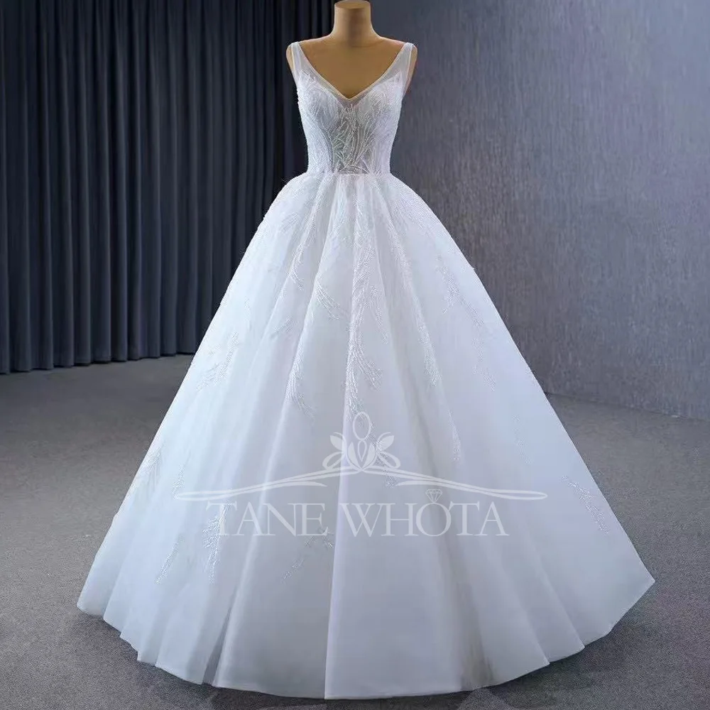 Gaun Pengantin Kristal Berpayet 2025 Tali Spaghetti Tali Belakang Gaun Pernikahan Untuk Wanita Elegan Mariée Femme Gown