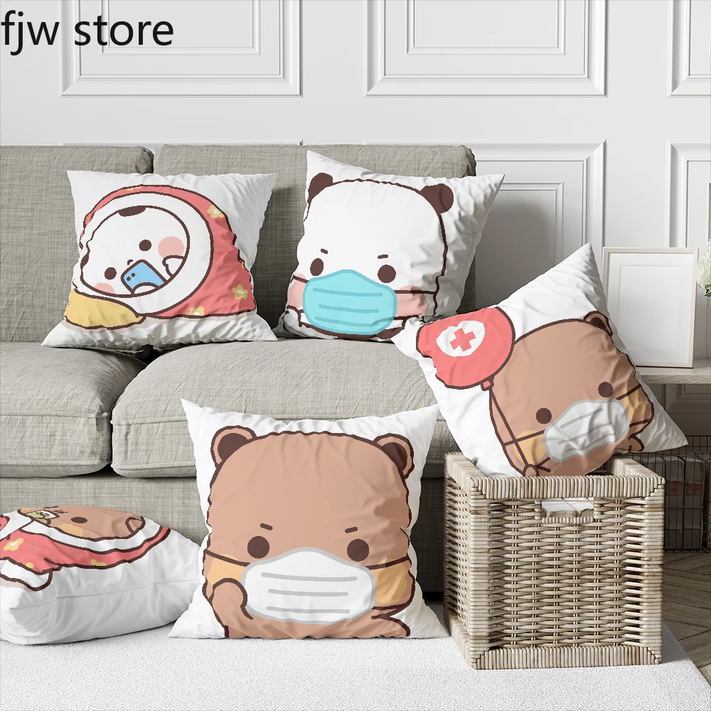 

Epidemic Panda Wearing Mask Pillow Cover Cute Anime Boo Sofa Chair Bed Cushion Bedroom Room Home Decoration