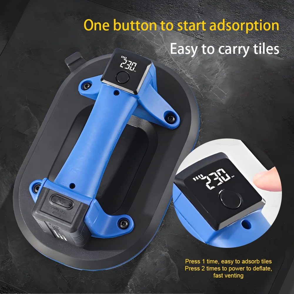 كوب شفط كهربائي، أكواب شفط كهربائية محمولة بقاعدة 10 بوصة مع شاشة LED لرفع بلاط الجرانيت الزجاجي الكبير المعدني