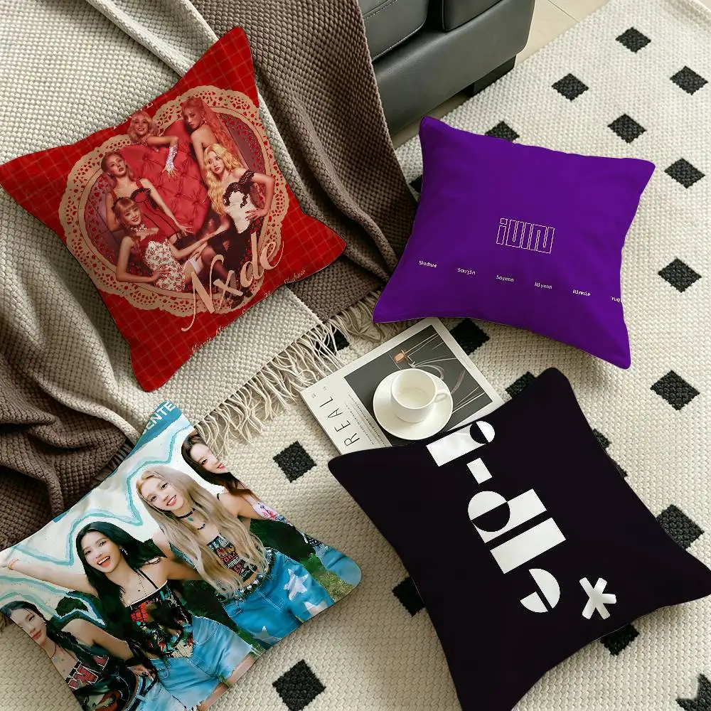 Kpop Group I-Idle Office Cushion Pillowcase Car Cushion Cover45X45CM Lumbar Pillowcase Sofa Pillowcover