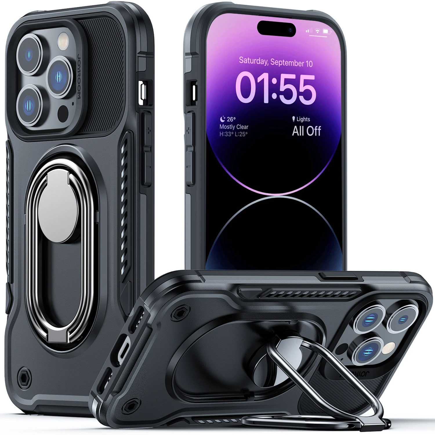 for iPhone 14 Pro Max Case Heavy Duty Protective Case with 360°Rotatable Magnetic Stand Shockproof Phone Cover for iPhone 14