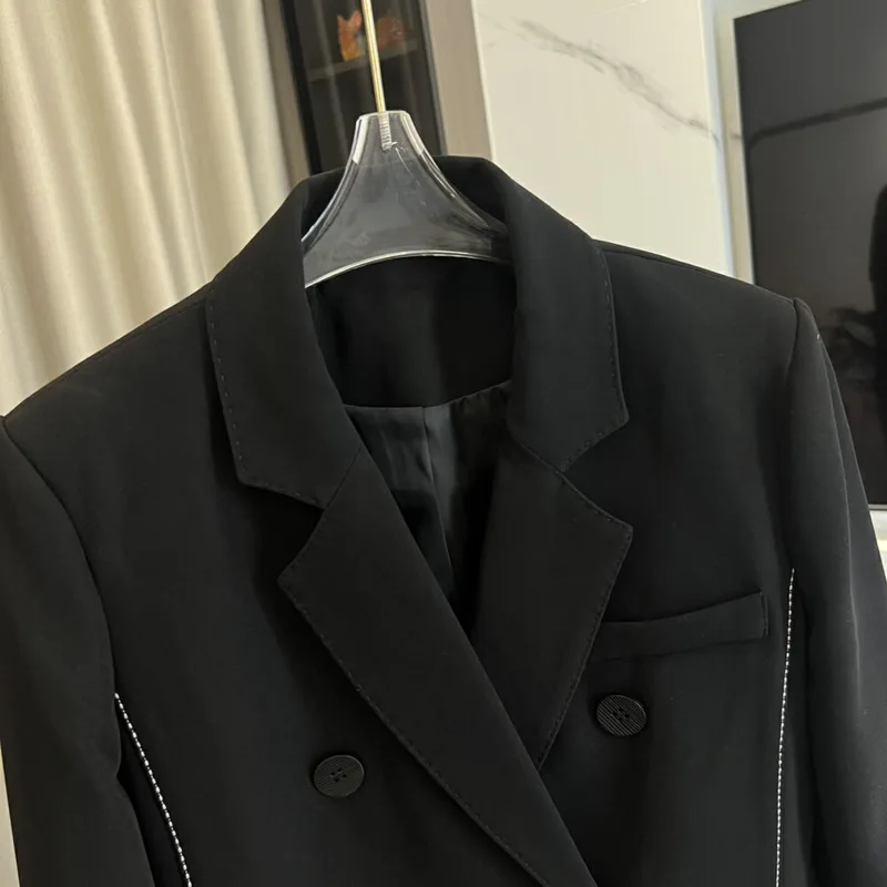 KWTX Blazer croisé décontracté pour femme Design à revers élégant Haute qualité Printemps Été 2025 Style Resort Coutures Premium