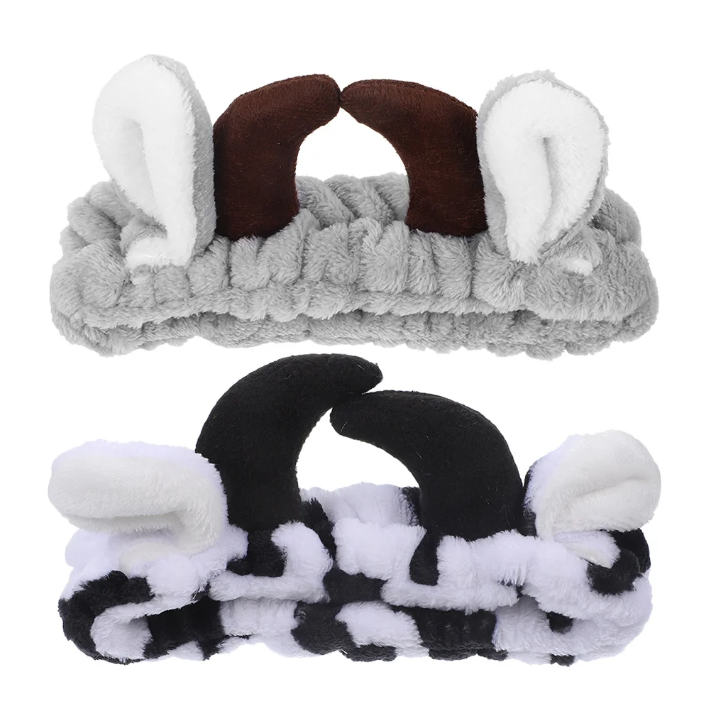 

2pcs Cow Hairband Adjustable Face Wash Headband For Women Spa Makeup Skin Care Shower Facial Band Hair Styling Tool