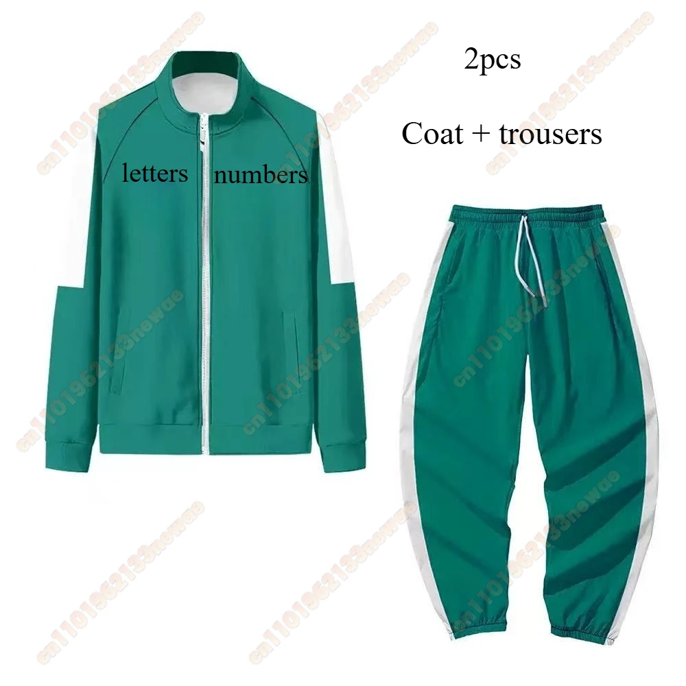 MINISO 2025 3PCS Cosplay Kostüm Grün Trainingsanzug Outfits Jacke T-shirt Hosen 001 456 230 Teenager Sweatshirt Erwachsene Kinder anzug